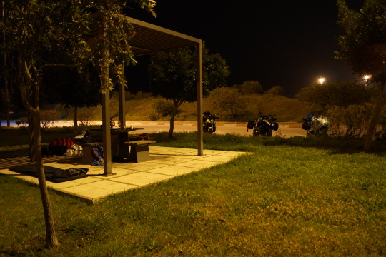 sleeping at a motorway station